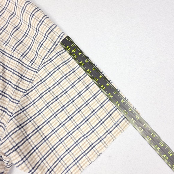 Van‎ Heusen Mens Short Sleeve Shirt 3XLT Brown Blue Plaid Pocket Cotton/Poly - Picture 16 of 16